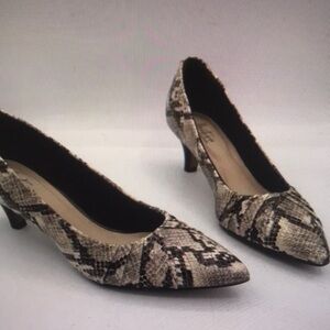 Clarks Snake Print Heels - Black and Brown
